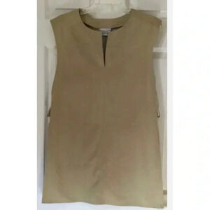 Woman COLLEGE CAMPUS CALIFORNIA tan Sleeveless Side Slit Tunic Top Shirt Small